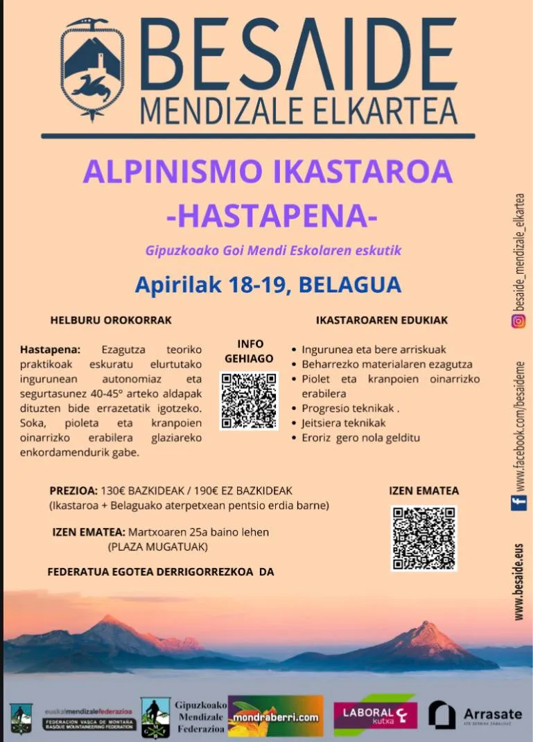 "Apinismo hastapenak" ikastaroa